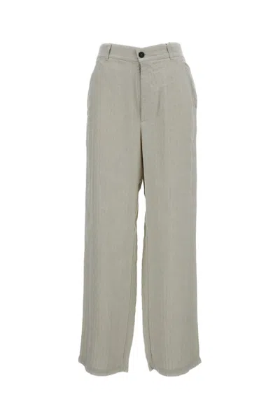Barena Venezia Herringbone Weave Wide-leg Trousers With Elasticated Waistband In Green