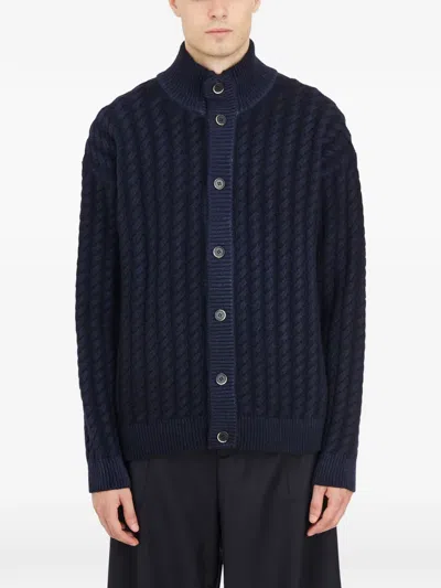 Barena Venezia Barena Cardigan Collo Alto A Treccia In Black