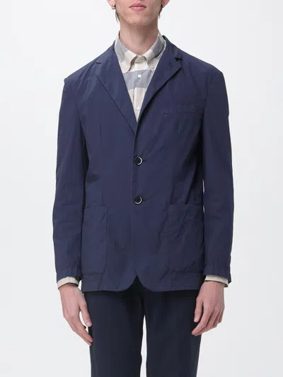 Barena Venezia Borgo Tendon Crinkled Cotton-poplin Blazer In Blue