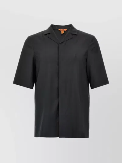 Barena Venezia Lightweight Fabric Short Sleeves Overshirt In Black