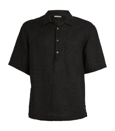 Barena Venezia Linen-cotton Oversized Polo Shirt In Black