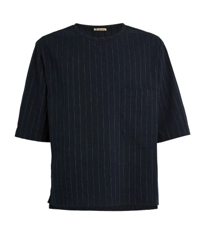Barena Venezia Linen-cotton Pinstripe T-shirt In Navy