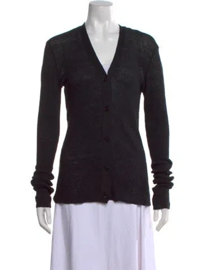 Pre-owned Barena Venezia Linen V-neck Sweater W/ Tags In Black