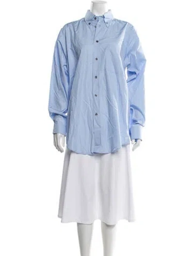 Pre-owned Barena Venezia Long Sleeve Button-up Top W/ Tags In Blue