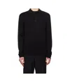 Barena Venezia Long Sleeve Ribbed Polo Shirt In Black