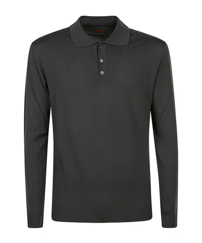 Barena Venezia Long-sleeved Polo Sweater In Black
