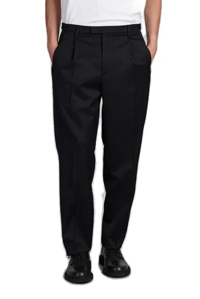 Barena Venezia Slim-fit Pleated Wool-blend Flannel Suit Trousers In Black