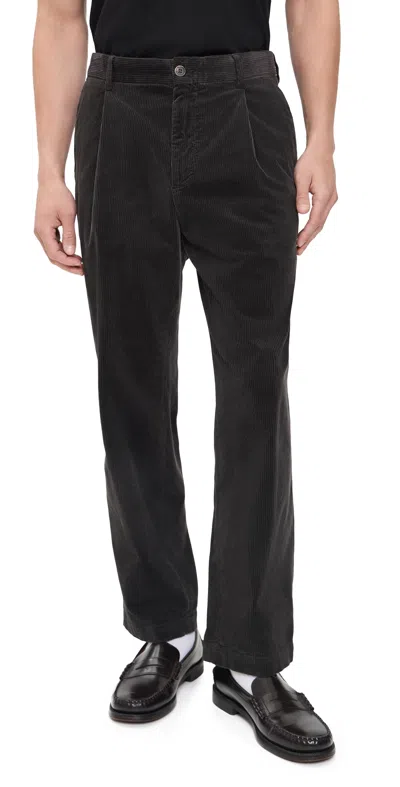 Barena Venezia Straight-leg Pleated Cotton-blend Corduroy Trousers In Black