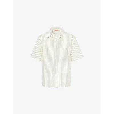 Barena Venezia Solana Striped Modal-blend Seersucker Shirt In Avorio