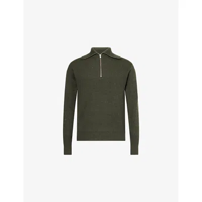 Barena Venezia Mens Army Funnel-neck Ribbed Wool-knitted Top In Green
