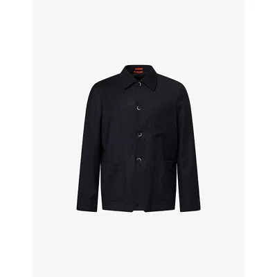 Barena Venezia Mens Navy Patch-pocket Wool Overshirt In Blue