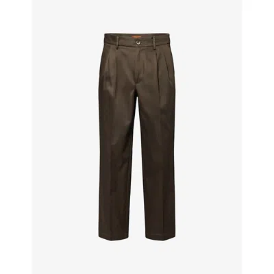 Barena Venezia Mens Army Nerio Pleated Cotton Trousers In Green