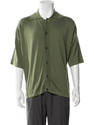 Pre-owned Barena Venezia Merino Wool Mock Neck Polo Sweater In Green