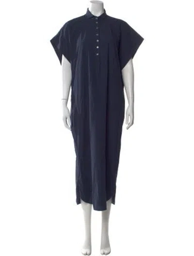 Pre-owned Barena Venezia Mock Neck Long Dress W/ Tags In Blue