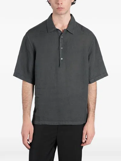 Barena Venezia Mola Linen Polo Shirt In Gray