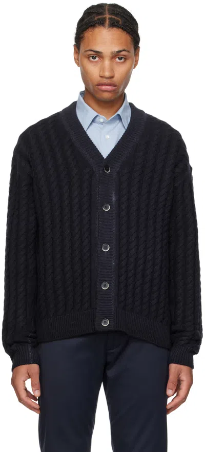 Barena Venezia Navy Wool Cardigan In Mirto 860