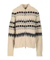 Barena Venezia Patterned Zip-up Cardigan In Brown