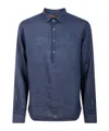 Barena Venezia Blue Linen Shirt With Tailored Cuffs In Blue