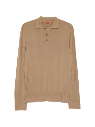 Barena Venezia Pevaron Long-sleeve Polo Shirt In Brown