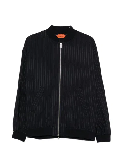 Barena Venezia Pinstripe Zip-up Bomber Jacket In Blue