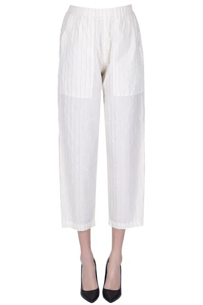 Barena Venezia Pinstriped Cotton Trousers In Cream