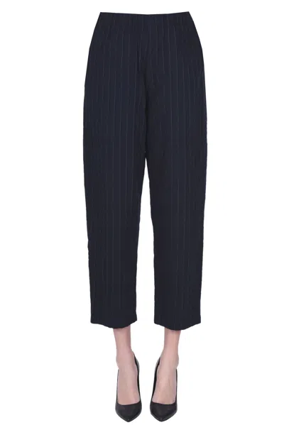 Barena Venezia Pinstriped Cotton Trousers In Navy Blue