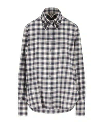 Barena Venezia Plaid Long-sleeved Shirt In Black
