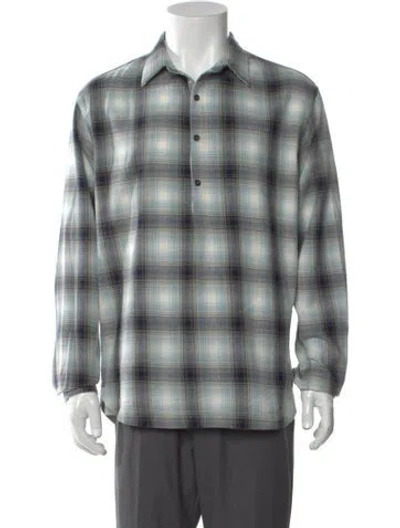 Pre-owned Barena Venezia Plaid Print Long Sleeve Shirt In Blue