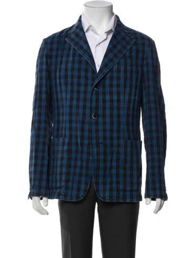 Pre-owned Barena Venezia Plaid Print Peacoat In Blue