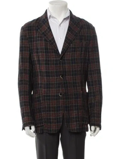 Pre-owned Barena Venezia Plaid Print Peacoat In Multi