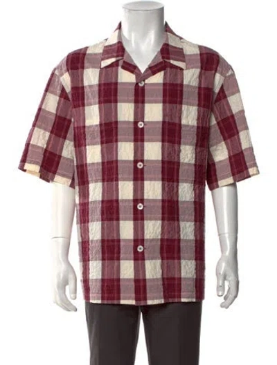 Pre-owned Barena Venezia Plaid Print Short Sleeve Shirt W/ Tags In Red