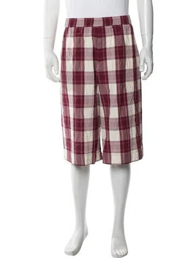 Pre-owned Barena Venezia Plaid Print Shorts W/ Tags In Red