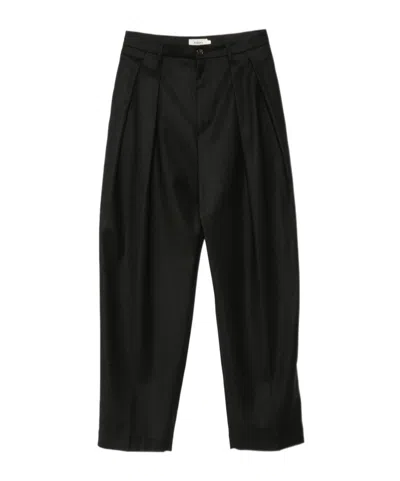 Barena Venezia Pleated Cropped Barrelleg Trousers In Black