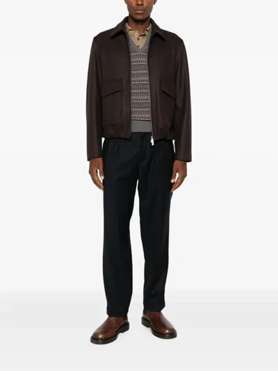 Barena Venezia Pleated Wool Trousers In Blue