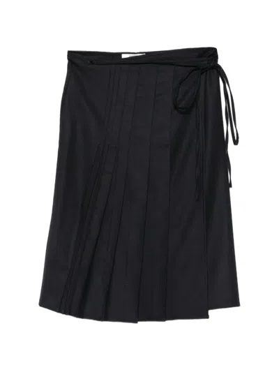 Barena Venezia Pleated Wrap Skirt In Black