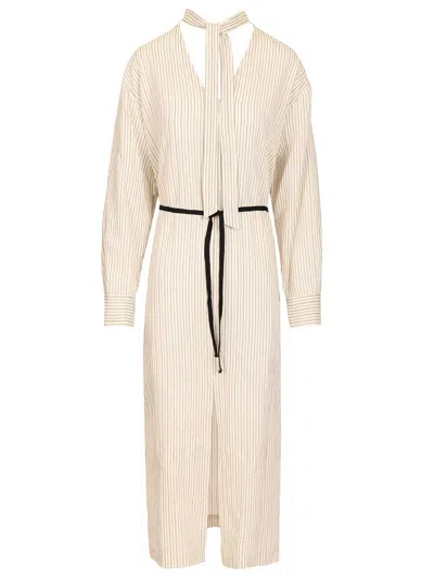 Barena Venezia Barena Belted-waist Striped Dress In Neutral