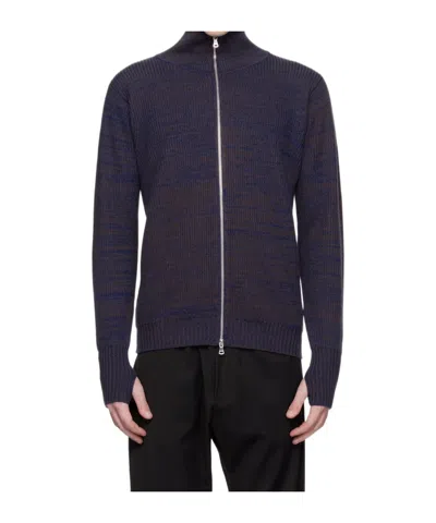 Barena Venezia Ribbed Knit Zip-up Sweater In Blue