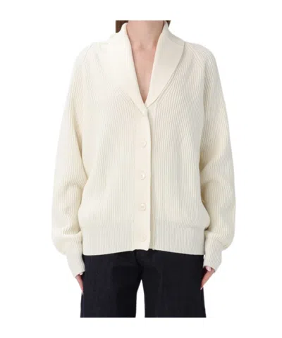 Barena Venezia Ribbed Shawl-collar Cardigan In White