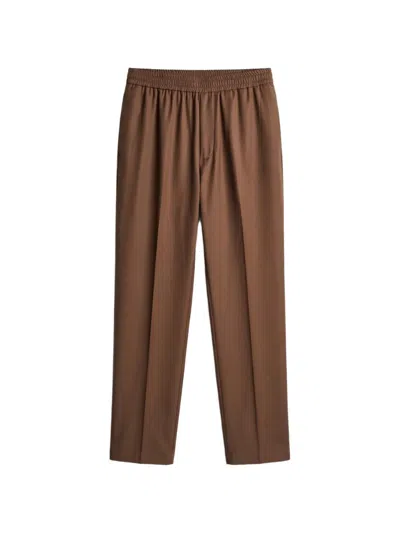 Barena Venezia Riobarbo Elasticated-waistband Pressed-crease Trousers In Brown
