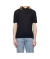 Barena Venezia Short Sleeve Ribbed Polo Shirt In Black