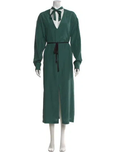 Pre-owned Barena Venezia Silk Long Dress W/ Tags In Green