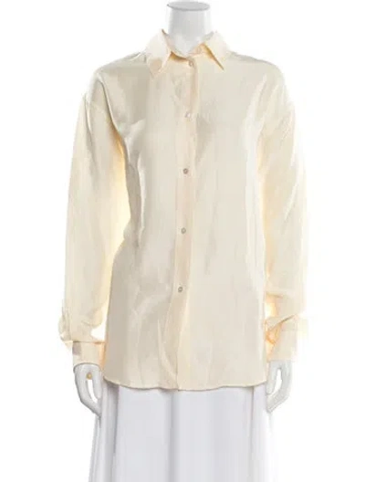 Pre-owned Barena Venezia Silk Long Sleeve Button-up Top W/ Tags In Neutral
