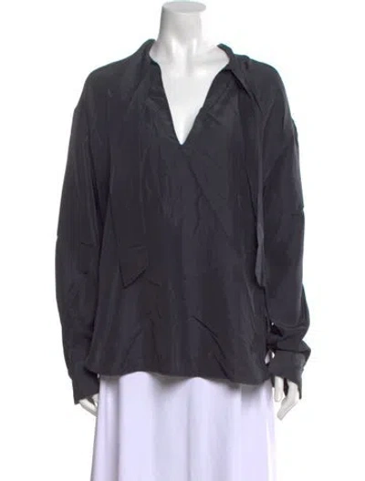 Pre-owned Barena Venezia Silk V-neck Blouse In Blue