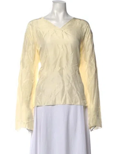 Pre-owned Barena Venezia Silk V-neck Top W/ Tags In Neutrals