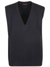 BARENA VENEZIA BARENA SLEEVELESS V-NECK SWEATER WITH RIBBED TEXTURE AND RELAXED FIT