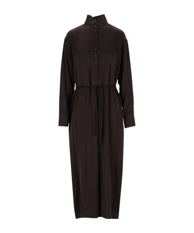 Barena Venezia Querina Lucens Belted Midi Dress In Brown