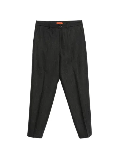 Barena Venezia Straight Trousers With Herringbone Pattern In Black