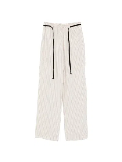 Barena Venezia Striped Drawstring Trousers In White
