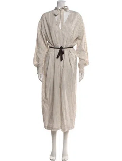 Pre-owned Barena Venezia Striped Long Dress W/ Tags In Neutral