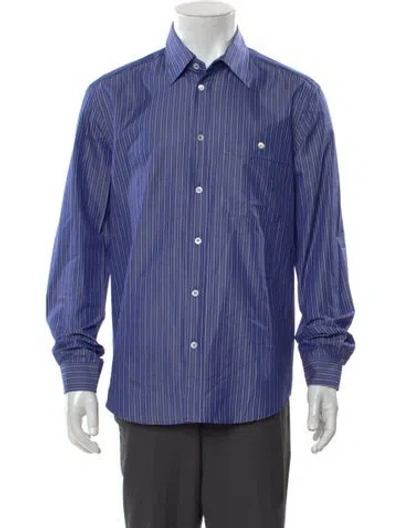 Pre-owned Barena Venezia Striped Long Sleeve Dress Shirt W/ Tags In Blue